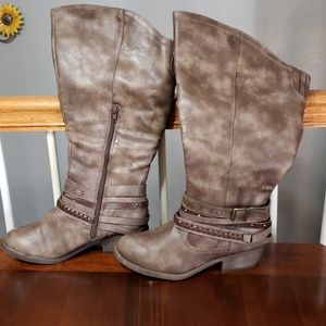 Lilah Extra Wide Calf Distressed Faux Leather Boot